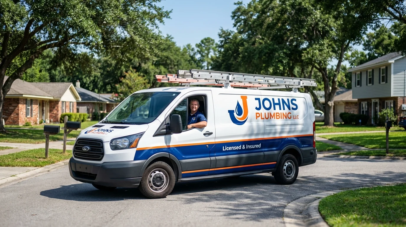Johns Plumbing LLC service van in New Lenox, IL