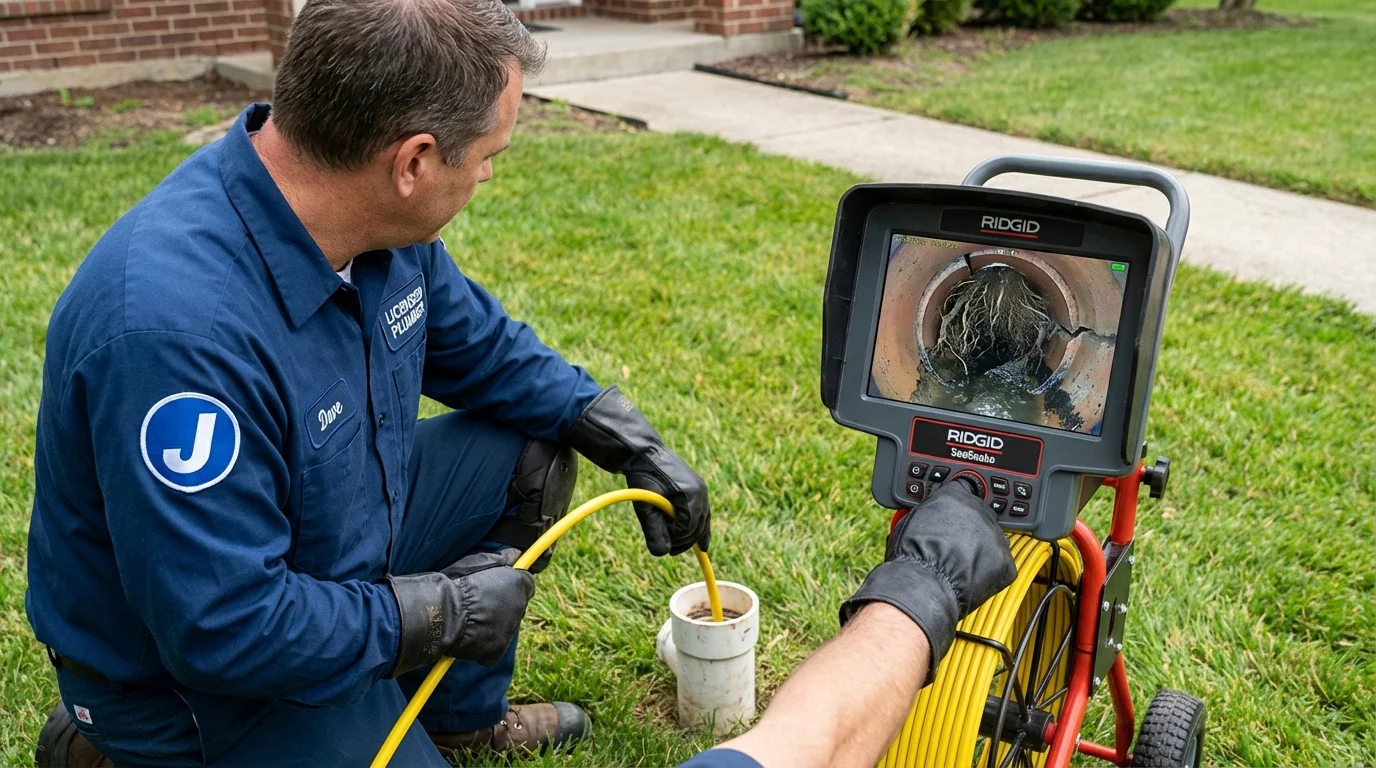 Sewer camera inspection being performed by Johns Plumbing LLC in New Lenox